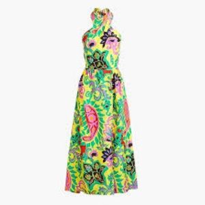 J CREW SILK MAXI SARONG DRESS IN PAISLEY. NWT.